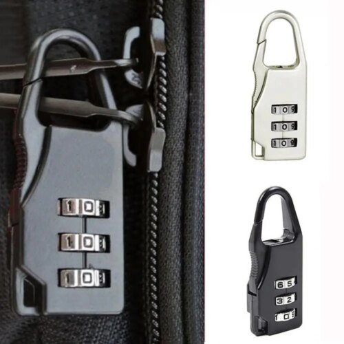 mini travel padlock resettable 3 digit combination lock for luggage security in black or white - Image 3