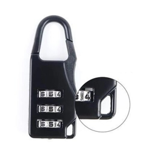 mini travel padlock resettable 3 digit combination lock for luggage security in black or white - Image 7