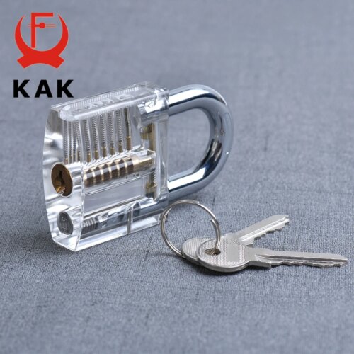 transparent visible practice padlock set with broken key extractor tool and locksmith wrench kit - Image 6
