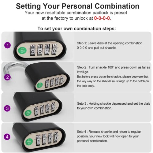 waterproof 4-digit combination padlock sturdy design for indoor outdoor use on gates doors and lockers - Image 5