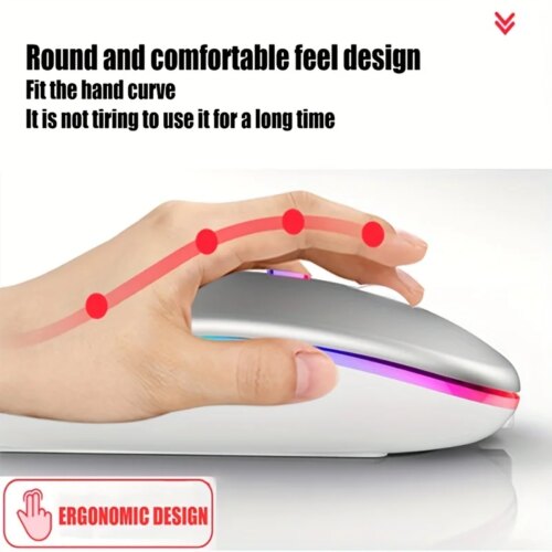 dual mode wireless mouse with rgb lighting rechargeable silent click for pc and mobile devices - Image 5