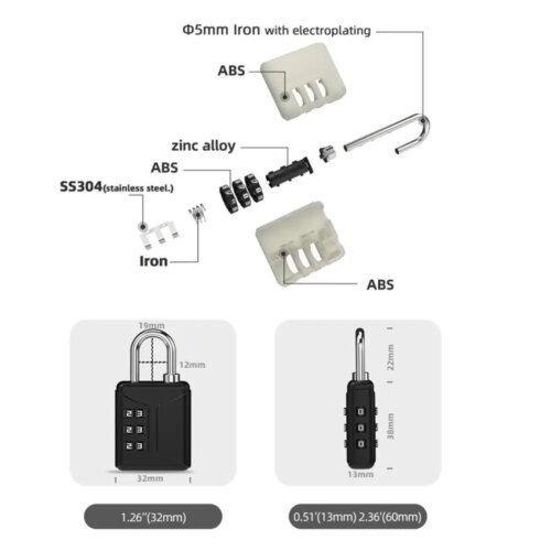 multicolor 3 digit combination padlock for luggage and backpacks portable anti theft security lock - Image 7