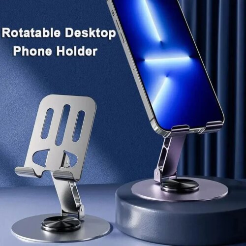 universal all metal 360 rotation mobile phone holder purple gray anti fall desk bracket - Image 6