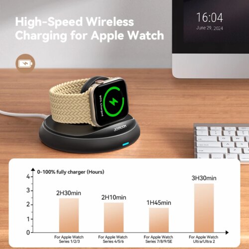portable magnetic charging dock for apple watch ultra se fast wireless charger with indicator and cable - Image 4