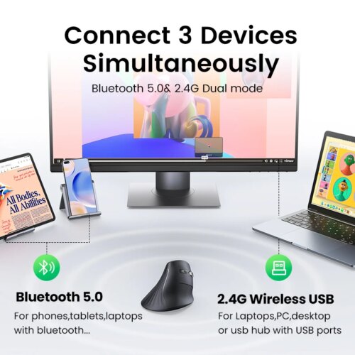 wireless ergonomic vertical mouse with bluetooth 50 4000dpi six silent buttons for windows mac - Image 6