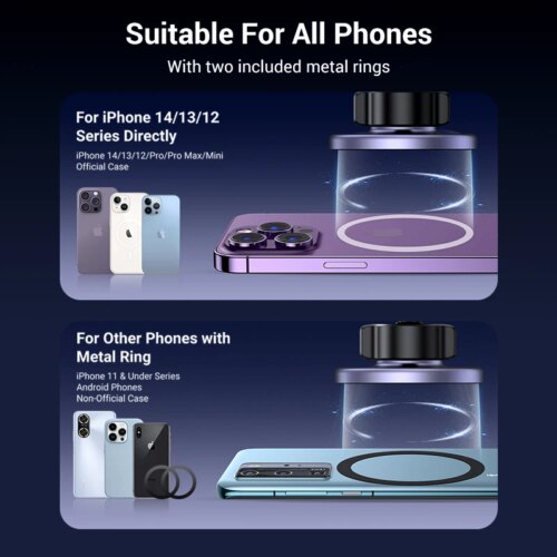 magnetic car phone holder for air vent compatible with magsafe iphone and samsung devices - Image 5