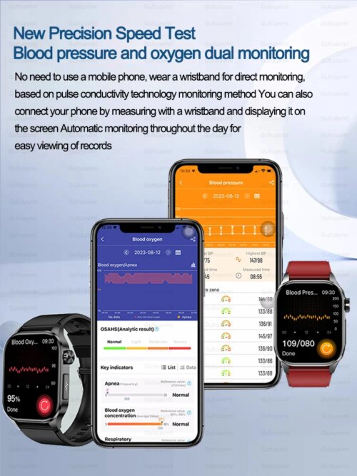 advanced health monitoring smartwatch with blood pressure ecg sleep tracker waterproof design and 7-day battery life - Image 6