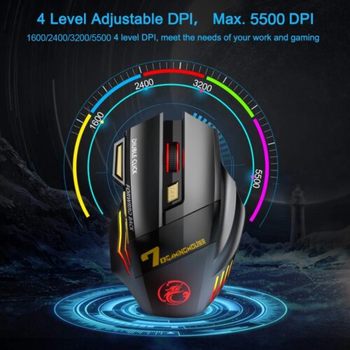 ergonomic rechargeable bluetooth gaming mouse 5500 dpi wireless mice for pc and laptop - Image 5