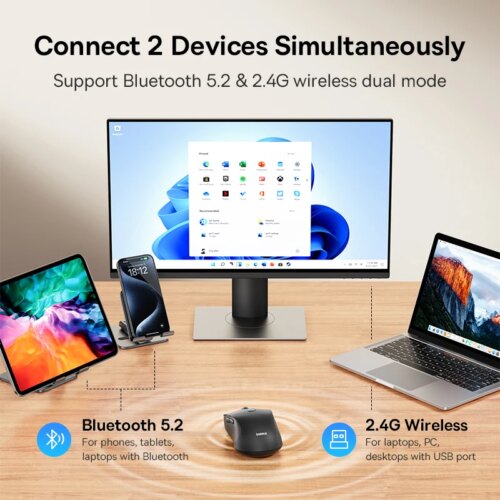 ergonomic wireless mouse with bluetooth 5.2 4000dpi seven mute buttons for tablet and laptop - Image 3