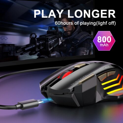 ergonomic rechargeable bluetooth gaming mouse 5500 dpi wireless mice for pc and laptop - Image 7