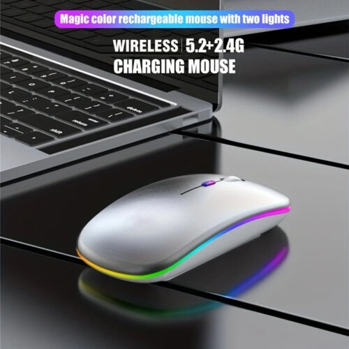 dual mode wireless mouse with rgb lighting rechargeable silent click for pc and mobile devices - Image 3