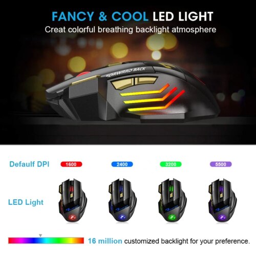 ergonomic rechargeable bluetooth gaming mouse 5500 dpi wireless mice for pc and laptop - Image 3