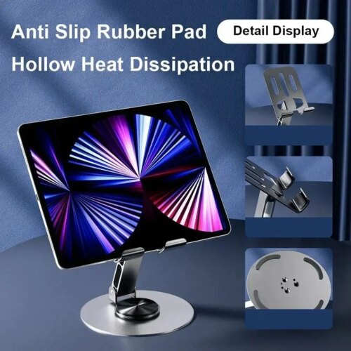 universal all metal 360 rotation mobile phone holder purple gray anti fall desk bracket - Image 5