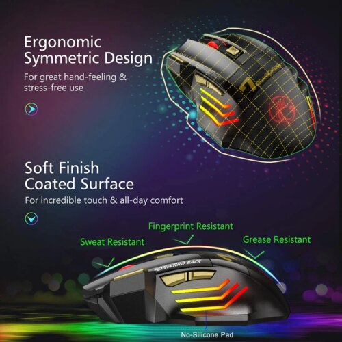 ergonomic rechargeable bluetooth gaming mouse 5500 dpi wireless mice for pc and laptop - Image 4