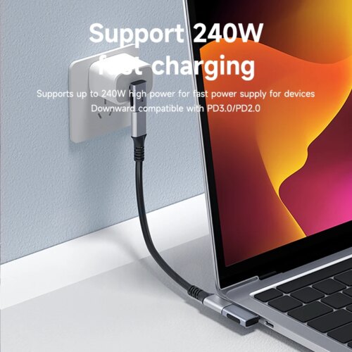 240w usb c to c adapter 40gbps 8k 60hz fast charging right angle converter for macbook and iphone - Image 4