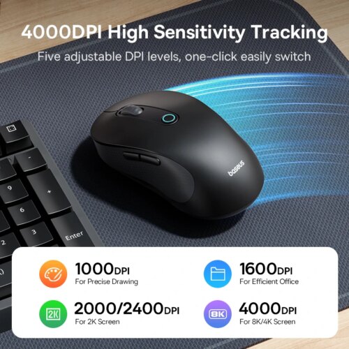 ergonomic wireless mouse with bluetooth 5.2 4000dpi seven mute buttons for tablet and laptop - Image 4