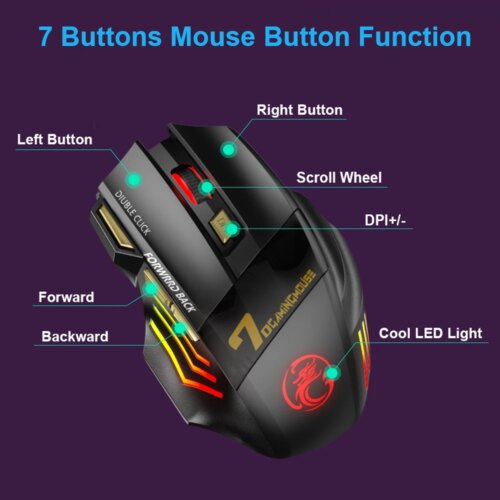 ergonomic rechargeable bluetooth gaming mouse 5500 dpi wireless mice for pc and laptop - Image 6