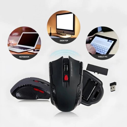 2.4G wireless optical mouse with 6 buttons for laptop and gaming performance in red and black - Image 7