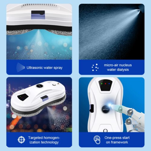 slim window cleaning robot with AI navigation water spray and dry wet mopping features - Image 3