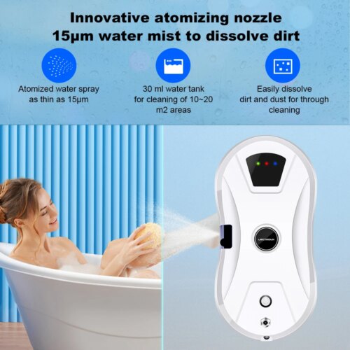 slim window cleaning robot with AI navigation water spray and dry wet mopping features - Image 7