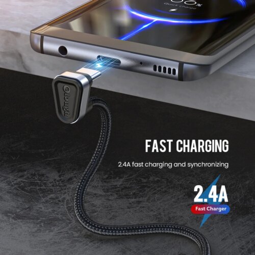Elough USB Type C Cable For Samsung Xiaomi mi Redmi USB C Cable 2.4A Fast Phone Charging Data Cord Type C 180 Degree USB C Cable - Image 6