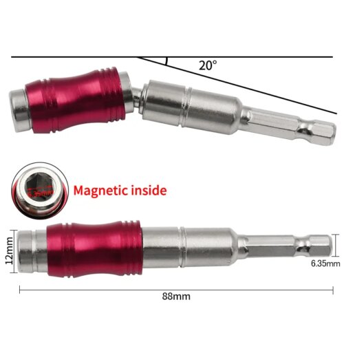 pivoting magnetic screwdriver drill bit holder for woodworking quick change extension rod 88mm length - Image 3