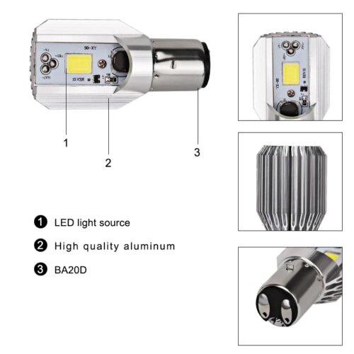 6000k led ba20d motorcycle headlight bulbs for scooters and motorbike accessories 12v bright illumination - Image 4