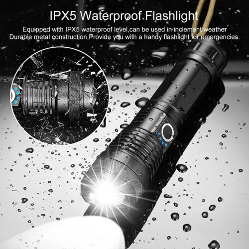 high power rechargeable led flashlight 8000 lumens waterproof torch for camping and outdoor emergencies - Image 5
