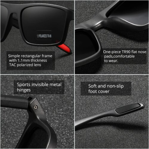 KDEAM Rectangular Ultra Light TR90 Sunglasses Men Polarized TAC 1.1mm Thickness Lens Driving Sun Glasses Women Sports Cat.3 - Image 7