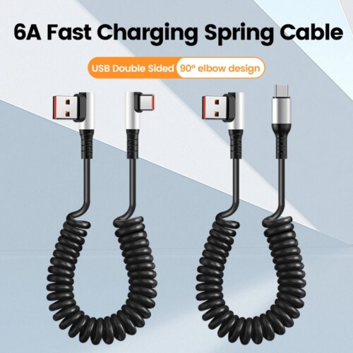 fast charging 6a usb a to type c retractable cable for iphone and android devices - Image 7
