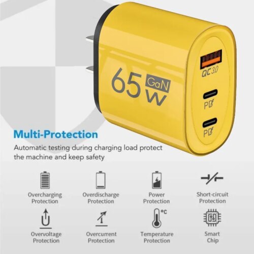 65w gan fast charging usb charger for iphone samsung and xiaomi mobile phones eu and us plug - Image 5