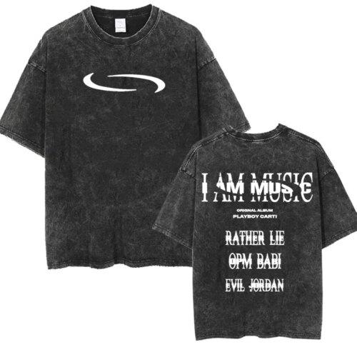 retro washed playboi carti i am music oversized t shirt for hip hop fans - Image 5