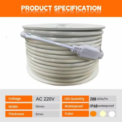 30m waterproof cob led strip light ideal for garden and home lighting with eu plug - Image 7