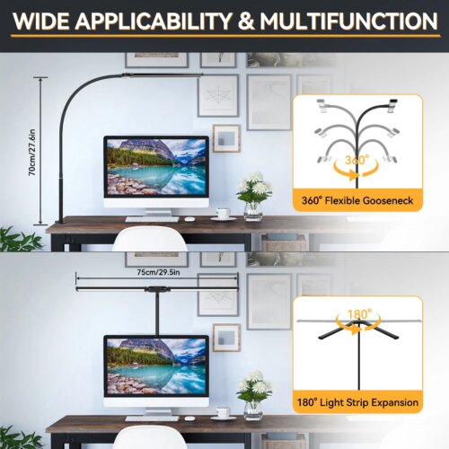 double head stepless dimmable led desk lamp for office study and reading lighting - Image 6