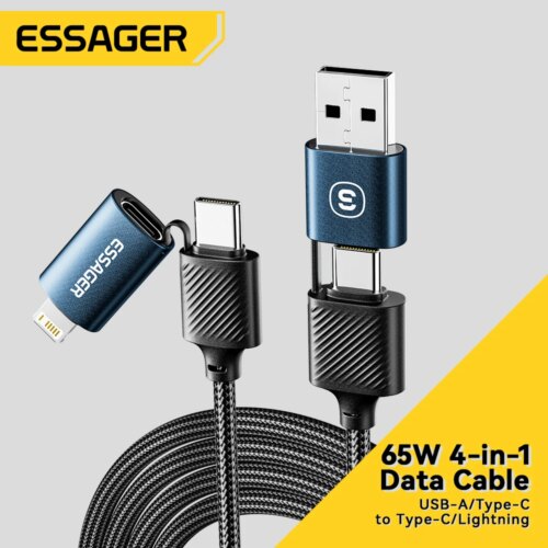 4 in 1 65W fast charging cable for iphone 15 14 13 max type c lightning multi charger