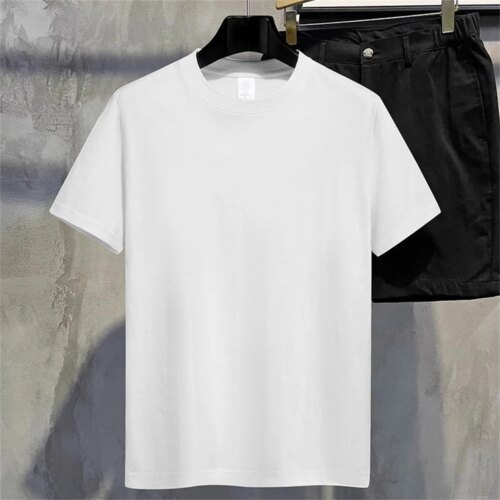 casual summer cotton t shirts for men and women solid color short sleeve tops - Image 3