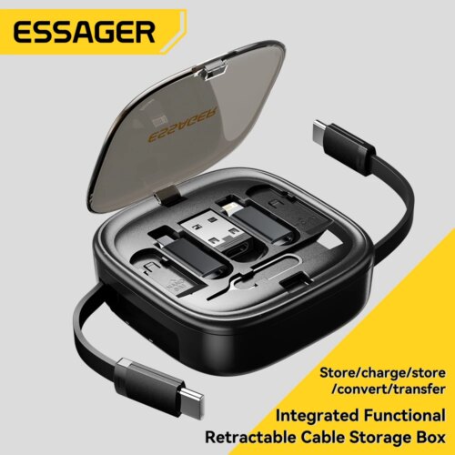 multifunctional usb c to lightning micro lightning fast charging cable with retractable storage holder