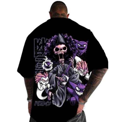 summer hip hop skulls pattern t-shirt men oversized breathable casual short sleeve top - Image 5