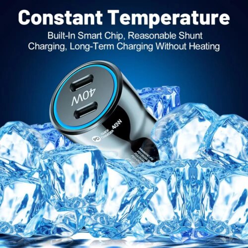 40w smart dual usb car charger with quick fast charging for mobile devices and tablets - Image 3