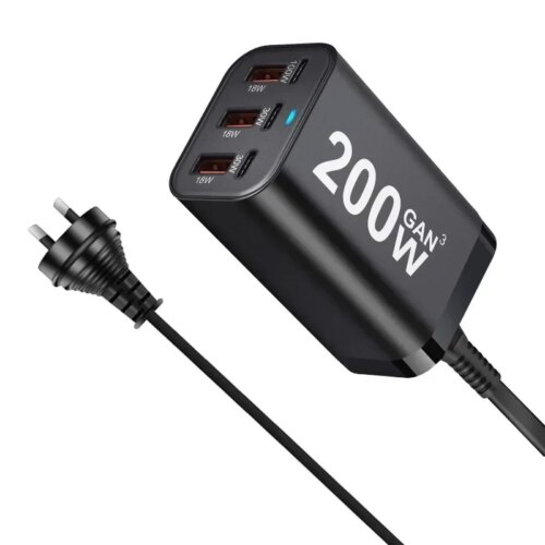 high-speed 200w 6-port usb c power adapter for samsung galaxy s23 s22 s21 charging - Image 3
