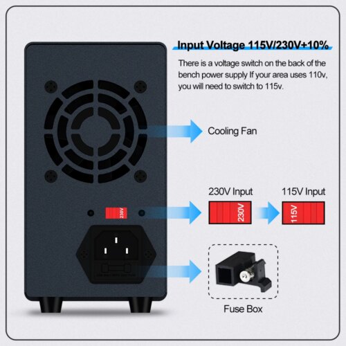high precision dc power supply 0 to 30v 10a with led display and usb port - Image 7