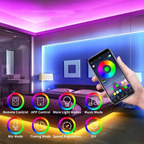 multicolor rgb neon led strip waterproof flexible lighting for home decor with app control - Image 4