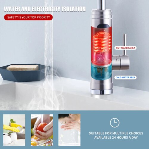 instant tankless electric water heater tap for kitchen and bathroom with stainless steel design - Image 5