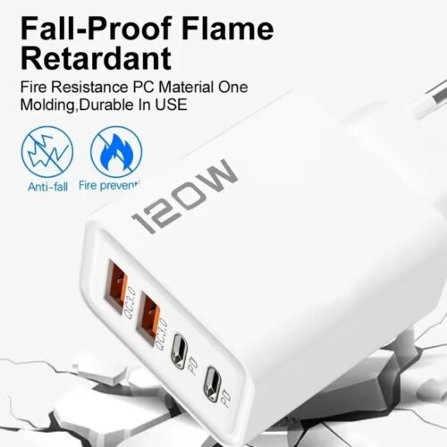 120W fast charging usb type c wall charger with 4 ports for samsung iphone and more - Image 5