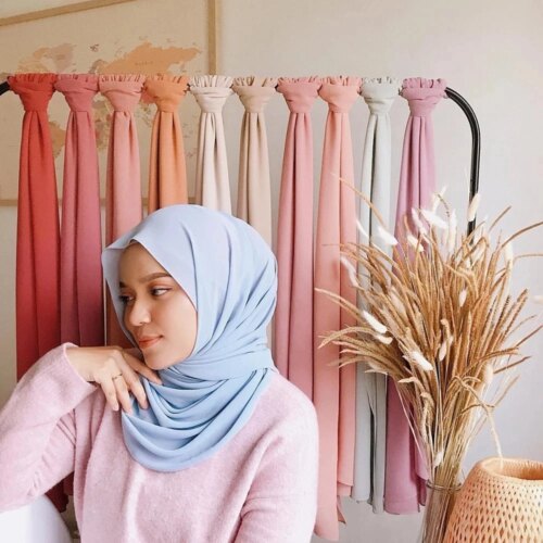 long chiffon hijab scarf for women versatile solid color head wrap perfect for all seasons - Image 6