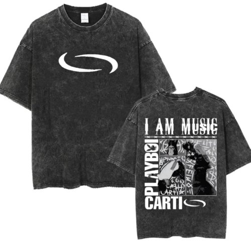 retro washed playboi carti i am music oversized t shirt for hip hop fans - Image 3