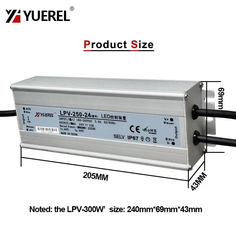 waterproof outdoor led transformer switch power supply 200w 250w 300w ip67 rated efficient performance - Image 3