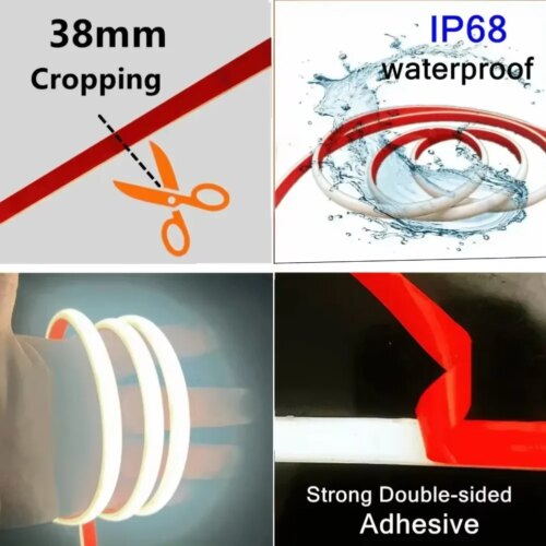 30m waterproof cob led strip light ideal for garden and home lighting with eu plug - Image 5