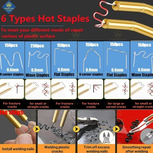 hot stapler plastic welding machine car bumper repair kit 3000pcs staples soldering solution - Image 3