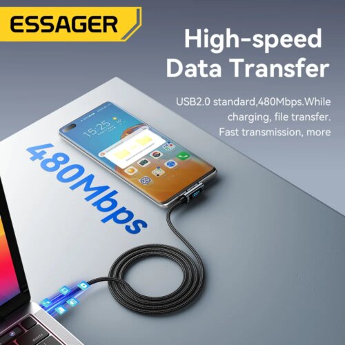 fast charging 100W usb c to type c elbow cable with led display for iphone huawei samsung 2m - Image 7